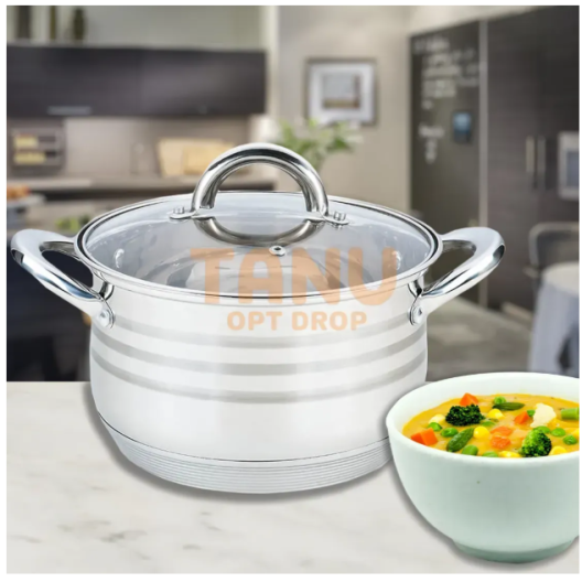 Каструля з нержавіючої сталі Maestro MR-3513-22 серія Basic, діаметр 22 см, 5,1 л