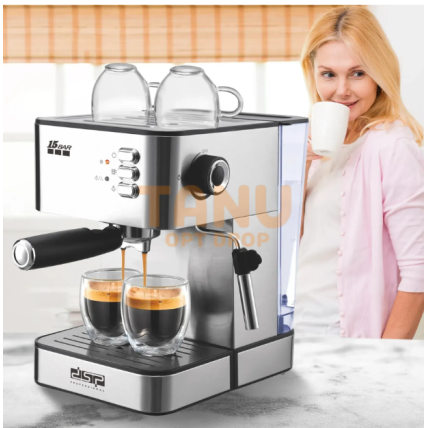 Кавомашина напівавтоматична з капучинатором DSP Espresso Coffee Maker KA3091 на 2 чашки Срібна