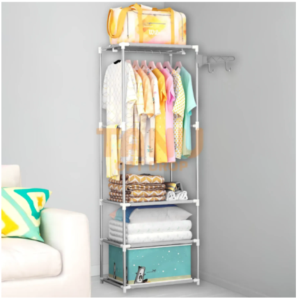 Алюмінієва відкрита вішалка-стійка 6602 для одягу на 3 полиці New boxy coat rack 