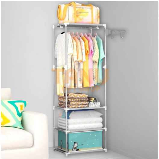 Алюмінієва відкрита вішалка-стійка 6602 для одягу на 3 полиці New boxy coat rack 