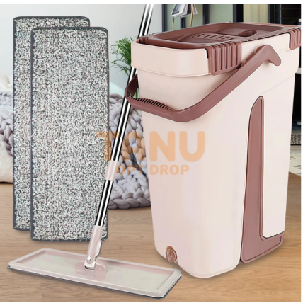 Зручна швабра ледарка Scratch Cleaning Mop, відро (10л) + 2 змінні насадки з мікрофібри