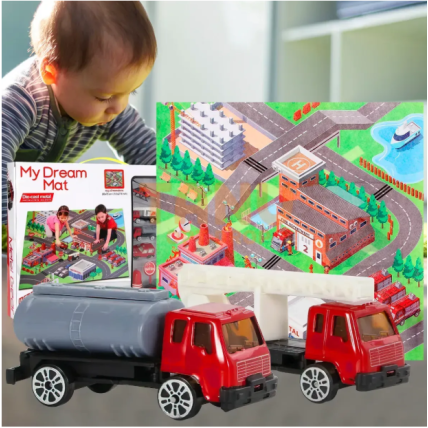 Дитячий ігровий набір килимок з транспортом "Місто та пожежні" Toys Factory (LA-063)