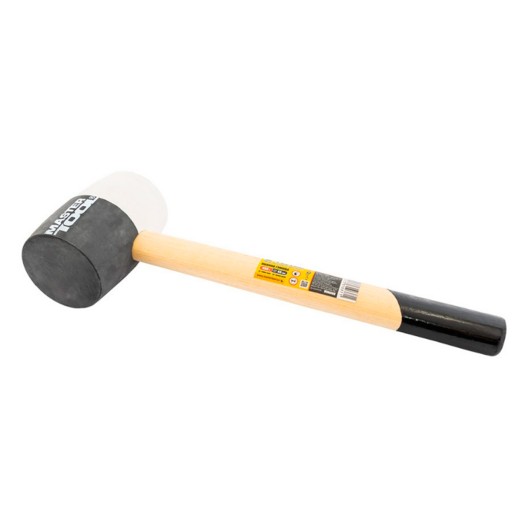 Киянка Mastertool 450 г х 60 мм чорно-біла гума ручка дерев'яна