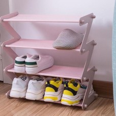 Полиця для взуття органайзер компактний стійка складана Shoe Rack YH 8802 зберігання речей та взуття 4 полиці. Колір: рожевий