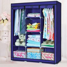 Шафа тканинна 3 секції складана з каркасом STORAGE WARDROBE 175 х 130 х 45 см Каркасна. Колір: синій