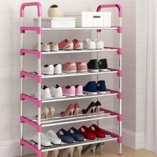 Полиця для взуття Shoe Rack 6 полиць Органайзер стійка 6 секцій 56х28х113см стелаж під взуття. Колір: рожевий